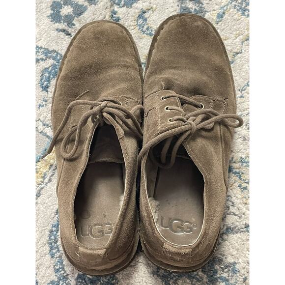 UGG TAN SUEDE OXFORD Dress SHOES Sheepskin Lining Mens 10 - Picture 7 of 9